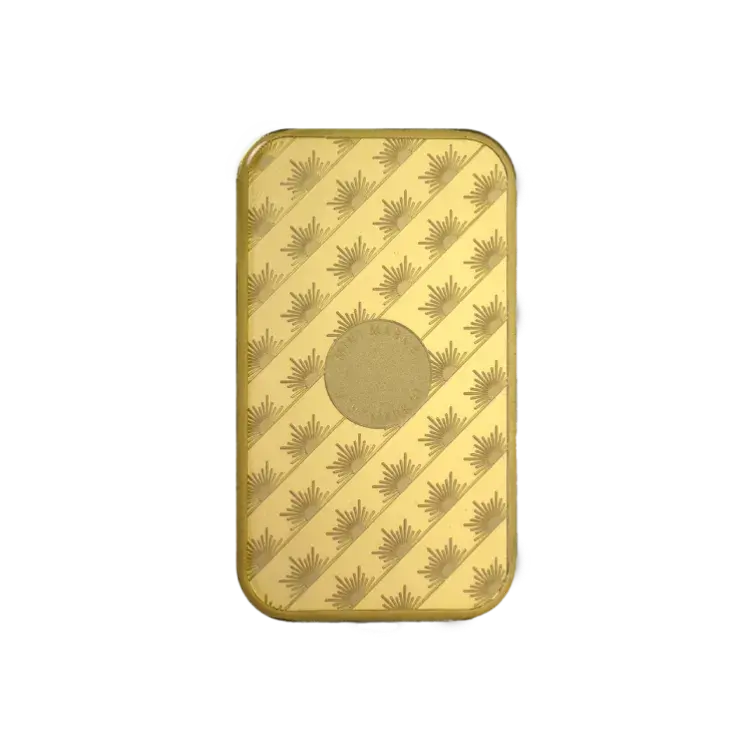 1 troy ounce gold bar Sunshine Mint angle 2