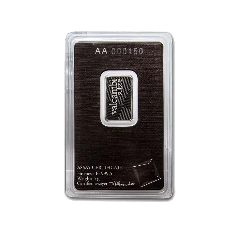 5 gram platinum bar various producers back