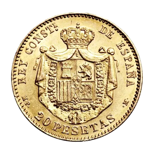 Gouden 20 Pesetas munt Spanje front