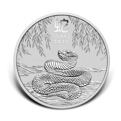 1/2 troy ounce zilveren munt Lunar 2025 Year of the Snake voorkant