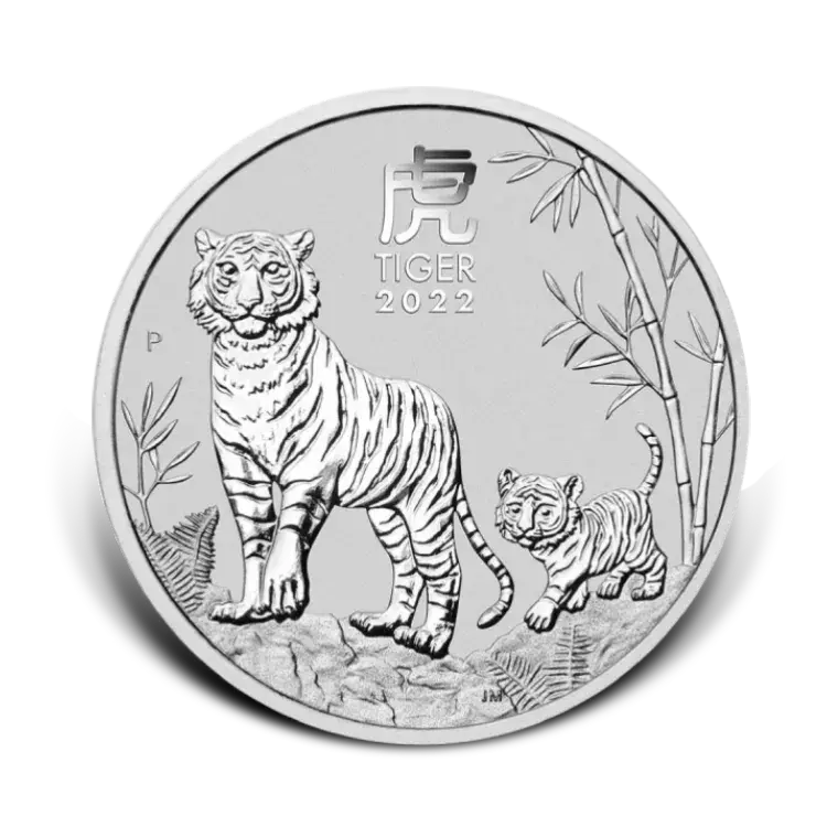 1/2 troy ounce zilveren Lunar munt 2022 Year of the Tiger voorkant