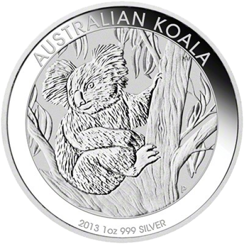 Beschadigde 1 kilogram Koala zilver munt 2013 voorkant