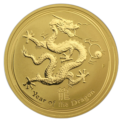 1/2 troy ounce goud Lunar munt 2012 - jaar van de draak voorkant