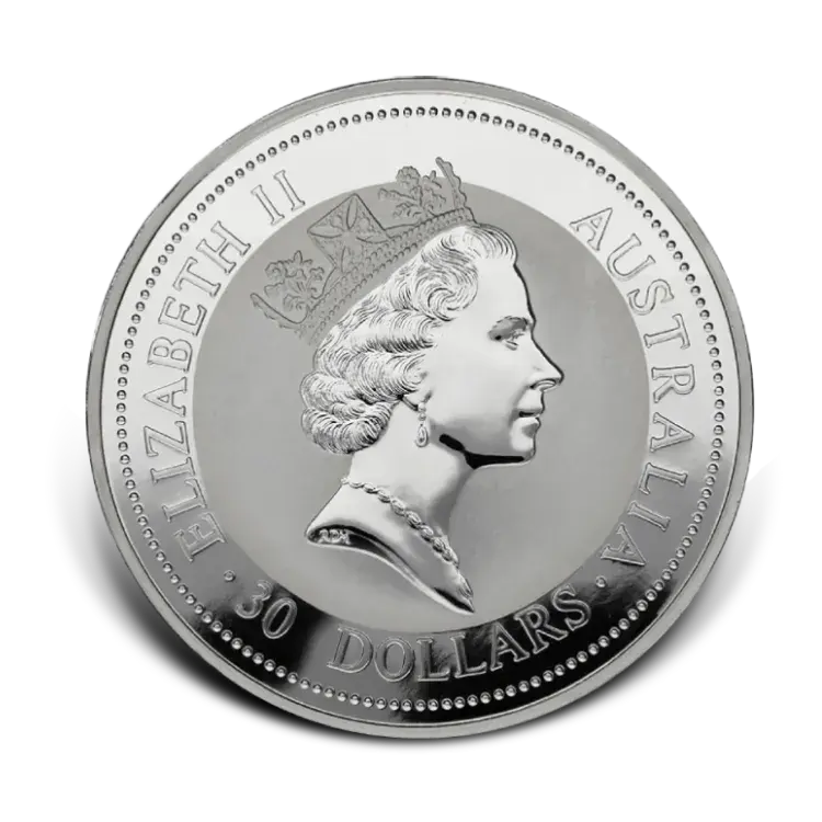 1 Kilo Kookaburra silver coin 1996 angle 1