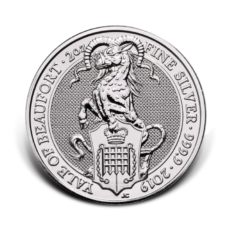 2 troy ounce zilveren munt Queen Beasts Yale of Beaufort 2019 voorkant