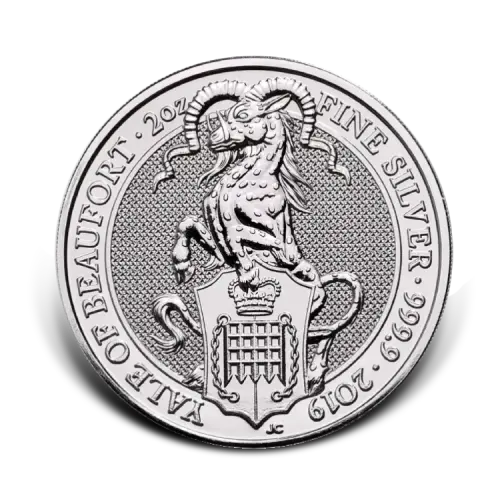 2 Troy ounce silver coin Queen Beasts Yale of Beaufort 2019 front