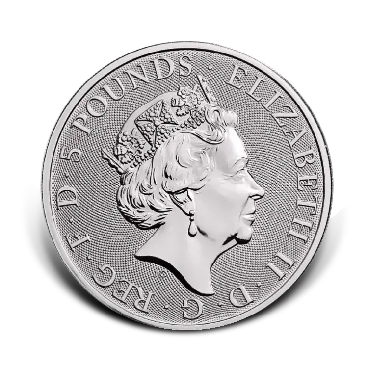 2 troy ounce zilveren munt Queen Beasts Yale of Beaufort 2019 achterkant