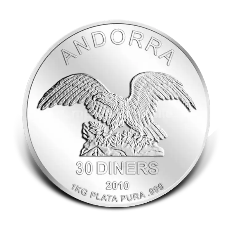 1 kilo silver Andorra Eagle coin angle 1