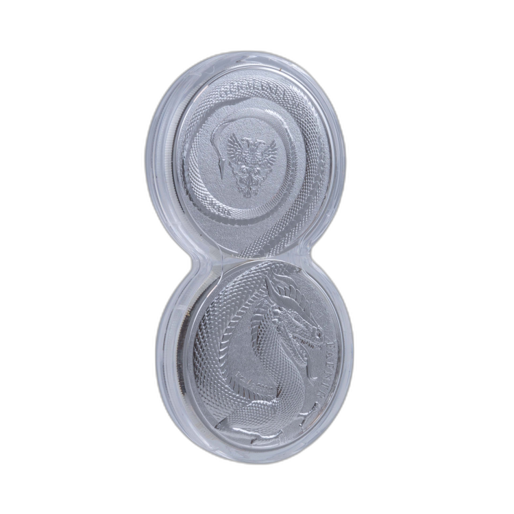 2 x 1 oz silver coin Germania Beast Fafnir 2020 with capsule front