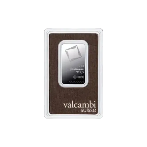 1 troy ounce Valcambi platinum bar front