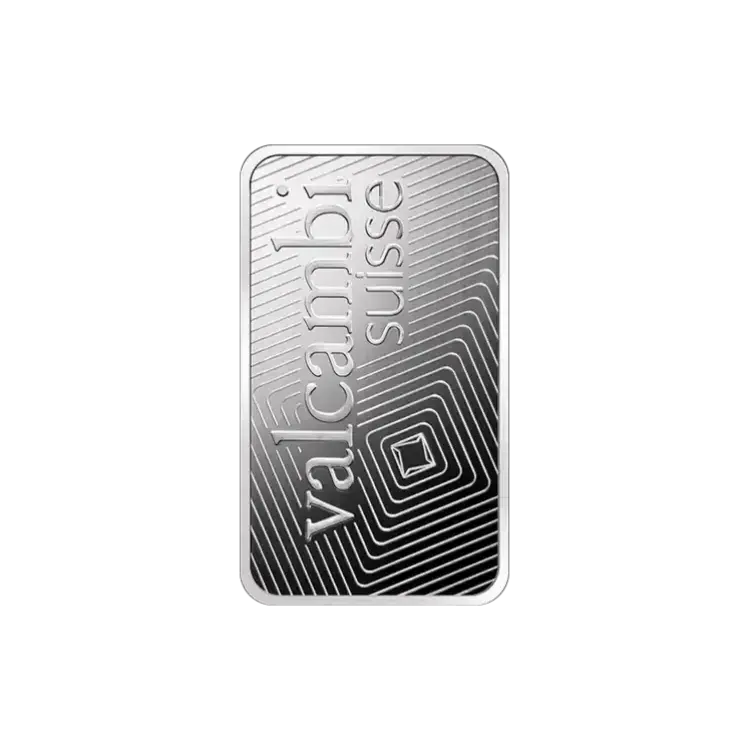1 troy ounce Valcambi platinum bar angle 3