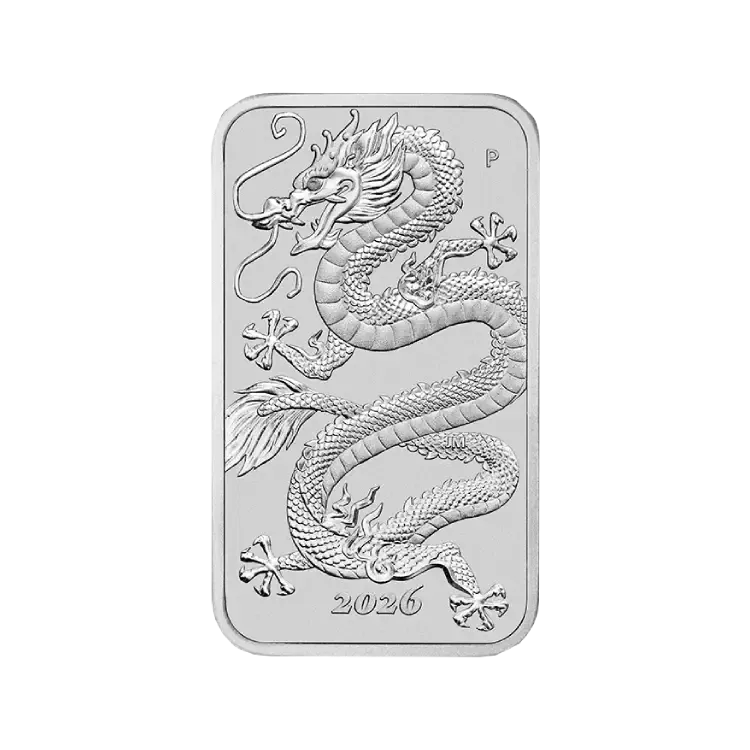 1 oz Rectangular Dragon 2026 Silver Coin Bar | The Silver Mountain