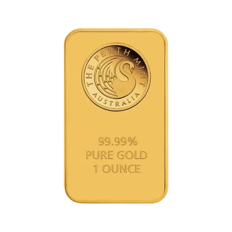 1 troy ounce goudbaar Australian Swan perspectief 3