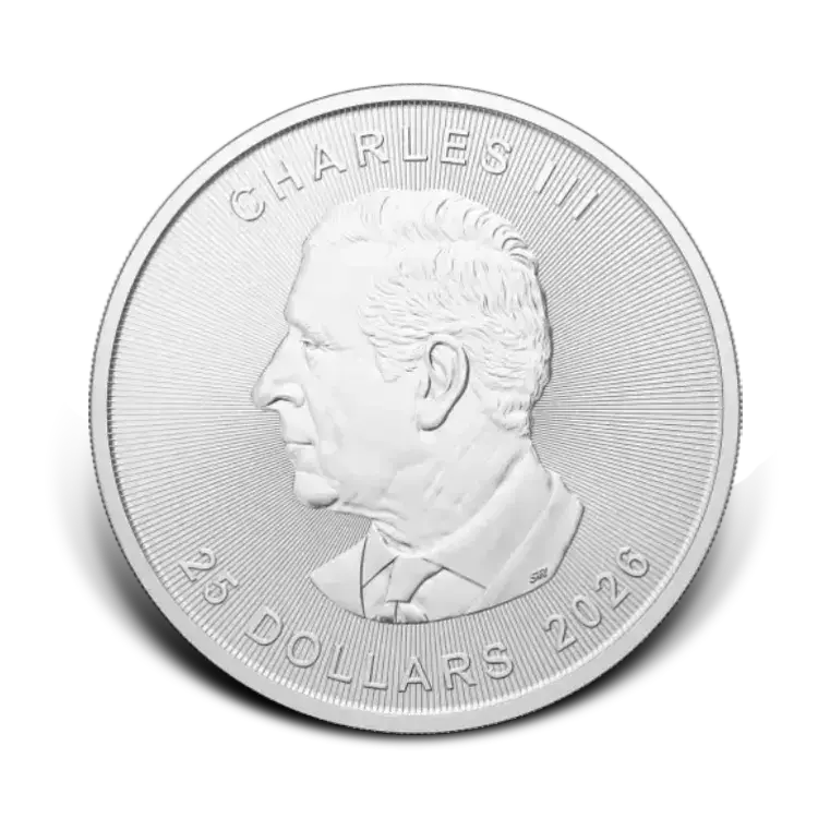 5 troy ounce silver Maple Leaf coin back