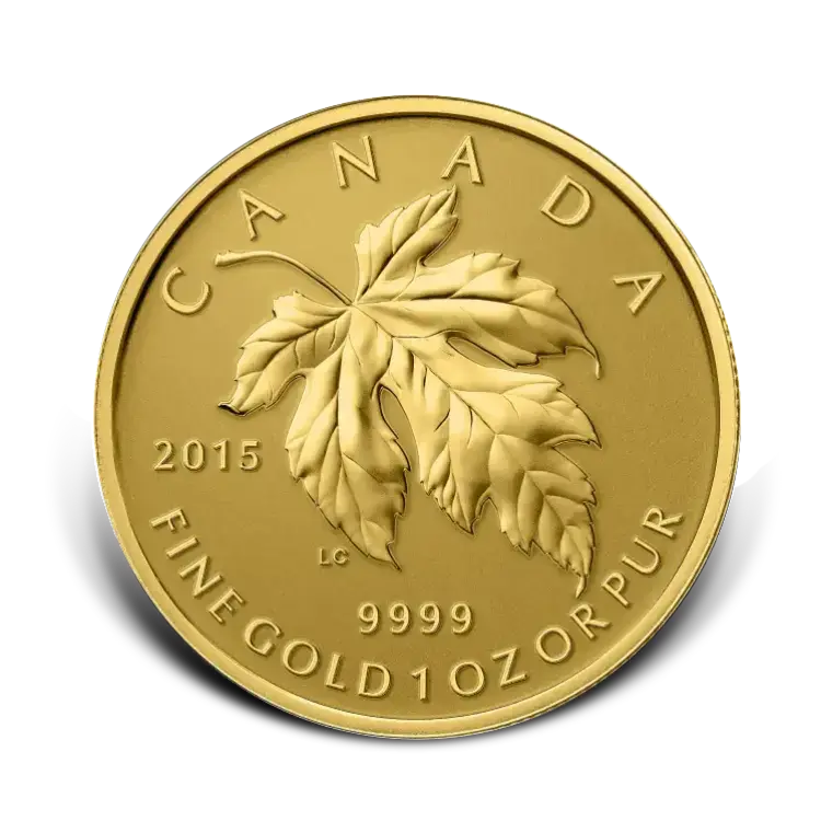 1 troy ounce gouden Maple Leaf munt 2015 Reverse Proof voorkant