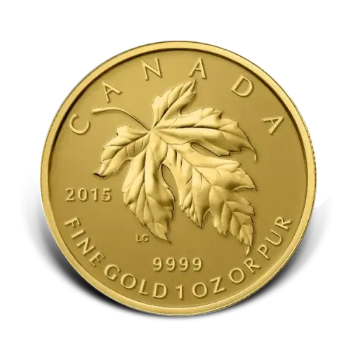 1 troy ounce gouden Maple Leaf munt 2015 Reverse Proof voorkant