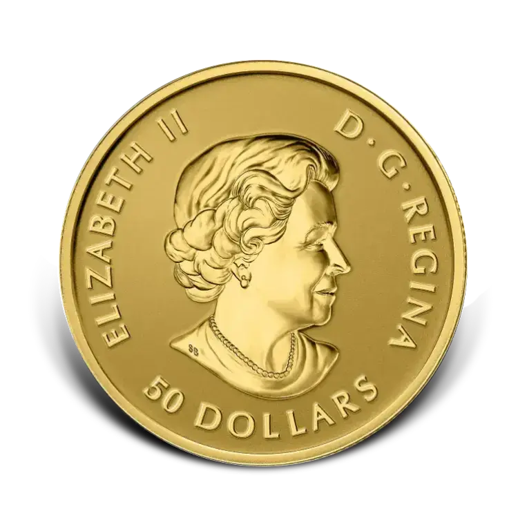 1 troy ounce gouden Maple Leaf munt 2015 Reverse Proof achterkant