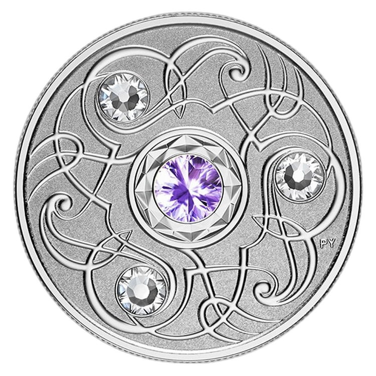 Silver coin December Birthstone Swarovski 2020 front