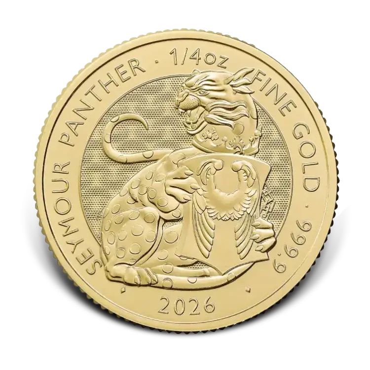 1/4 troy ounce gold Tudor Beasts Seymour Panther coin 2026 front
