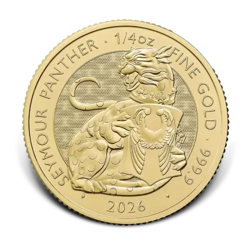 1/4 troy ounce gold Tudor Beasts Seymour Panther coin 2026 front