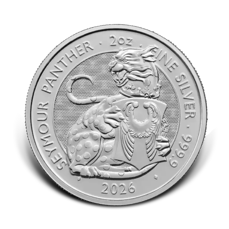 2 troy ounce zilveren Tudor Beasts Seymour Panther munt 2026 voorkant