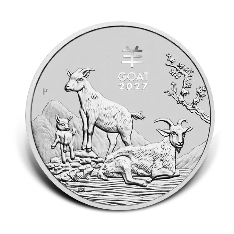 1 kilo zilveren Lunar III munt - Year of the Goat 2027 voorkant