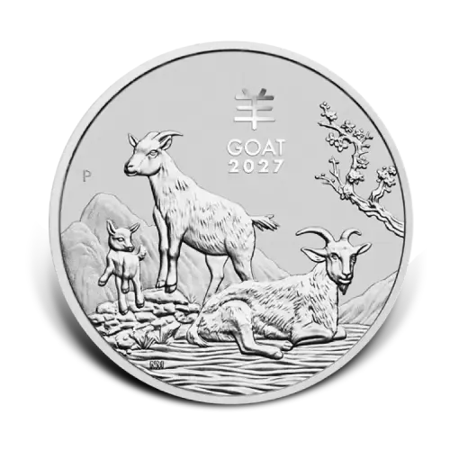 1 troy ounce zilveren Lunar III munt - Year of the Goat 2027 voorkant