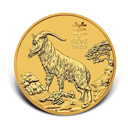 1 troy ounce gouden Lunar III munt - Year of the Goat 2027 voorkant
