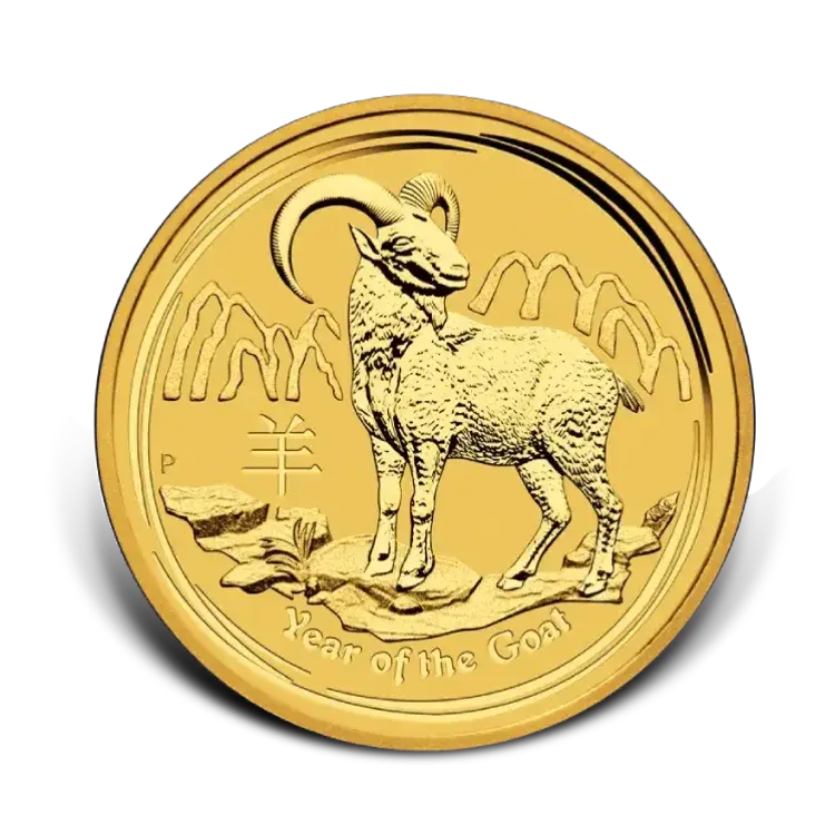 1/10 troy ounce gold Lunar coin Year of the Goat 2015 front