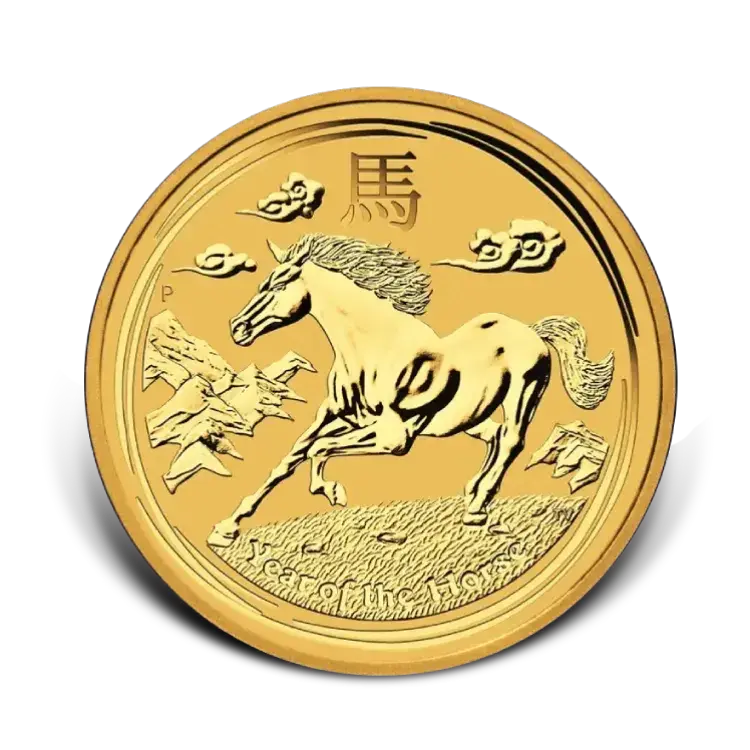 1/10 troy ounce gold Lunar coin Year of the Horse 2014 front