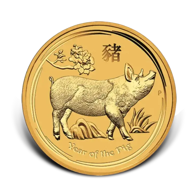 1/2 troy ounce gold coin Lunar Year of the Pig 2019 front