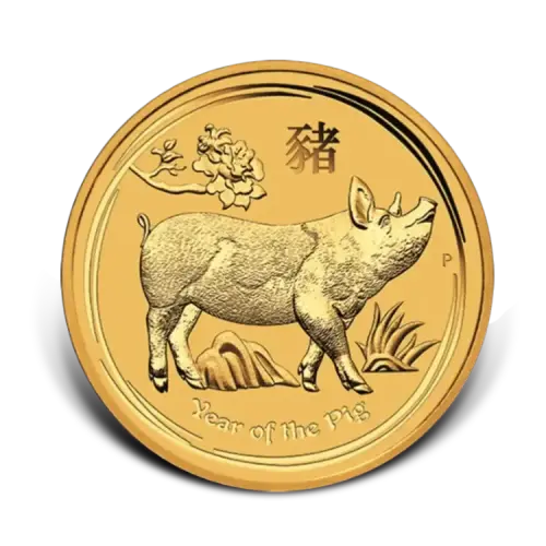 1 troy ounce gold coin Lunar Year of the Pig 2019 front