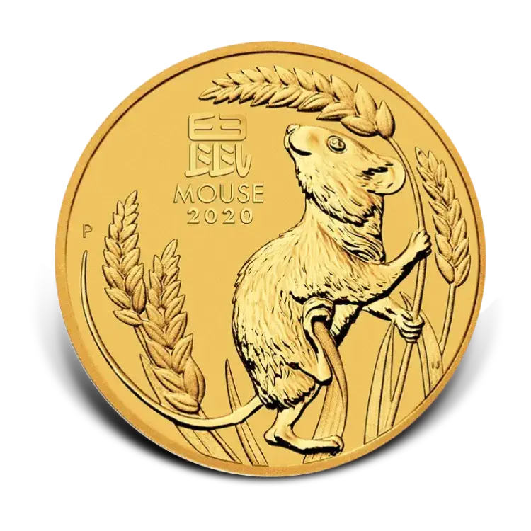 1/20 troy ounce gold coin Lunar Year of the Mouse 2020 front