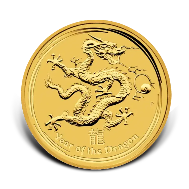 1/4 troy ounce gouden Lunar munt Year of the Dragon 2012 voorkant