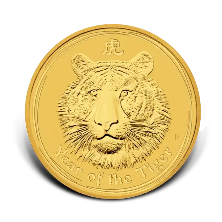 1/10 troy ounce gouden munt Lunar Year of the Tiger 2010 voorkant