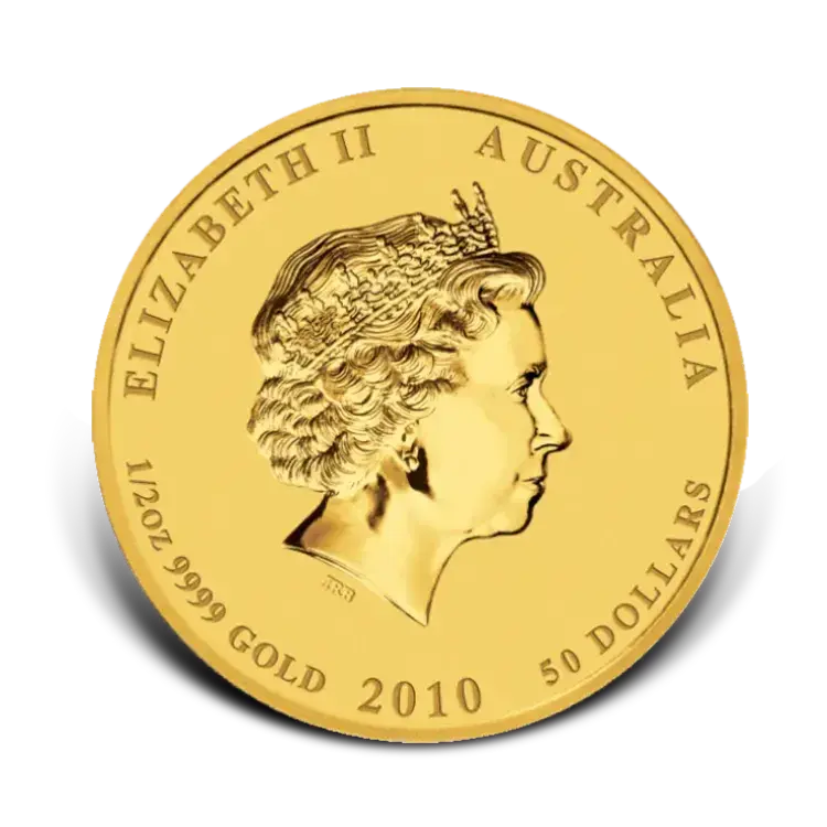 1/2 troy ounce Lunar gold coin 2010 - year of the tiger back