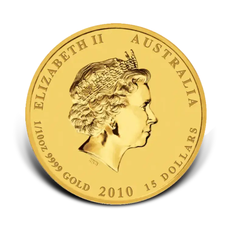 1/10 troy ounce gouden munt Lunar Year of the Tiger 2010 achterkant