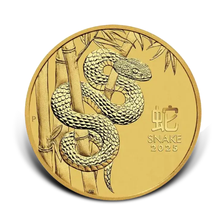 2 troy ounce gold Lunar coin Year of the Snake 2025 front