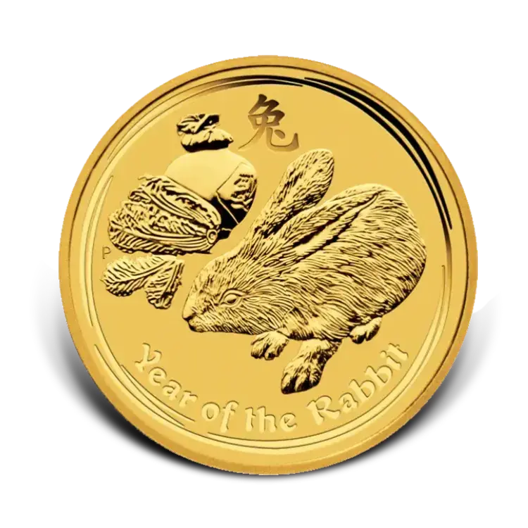 1/4 Troy ounce gold Lunar coin Year of the Rabbit 2011 front