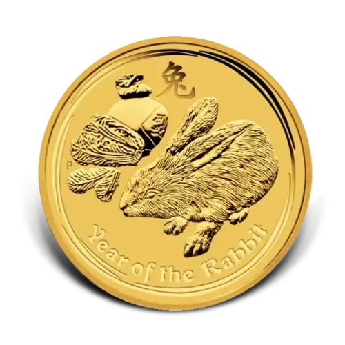 1 troy ounce gold Lunar coin Year of the Rabbit 2011 front