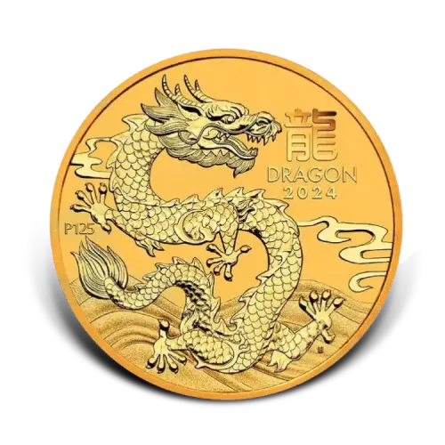1/2 troy ounce gold Lunar Year of the Dragon 2024 front