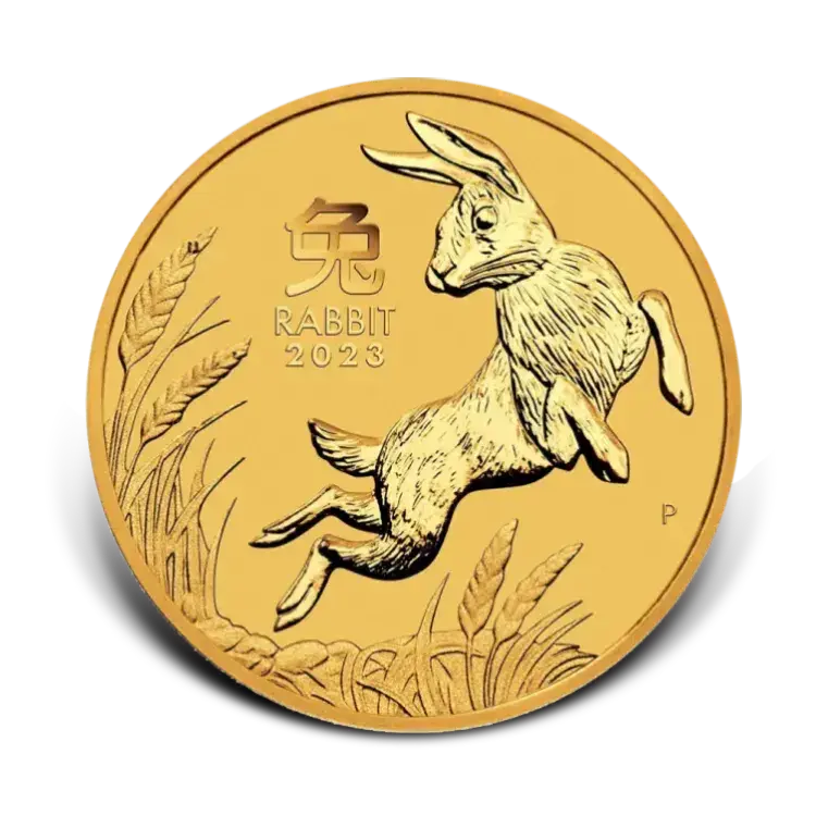 1/10 troy ounce gold coin Lunar Year of the Rabbit 2023 front