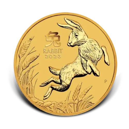 1/2 troy ounce gold Lunar coin Year of the Rabbit 2023 front