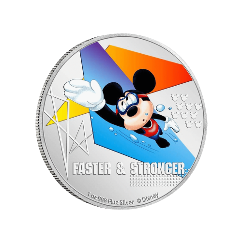 1 troy ounce silver coin Disney Micky Mouse - Faster and Stronger 2020 Proof front