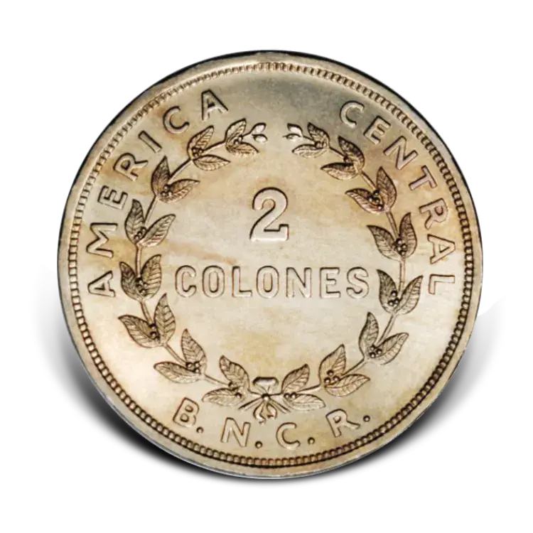 Gold 2 Colones Costa Rica front