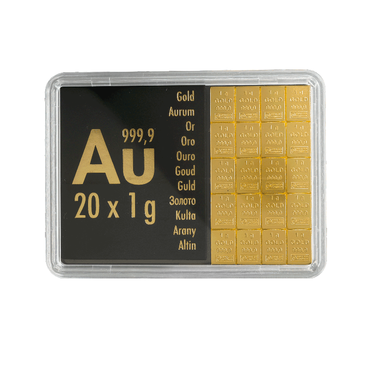 20x 1 gram gouden Combibar diverse producenten voorkant
