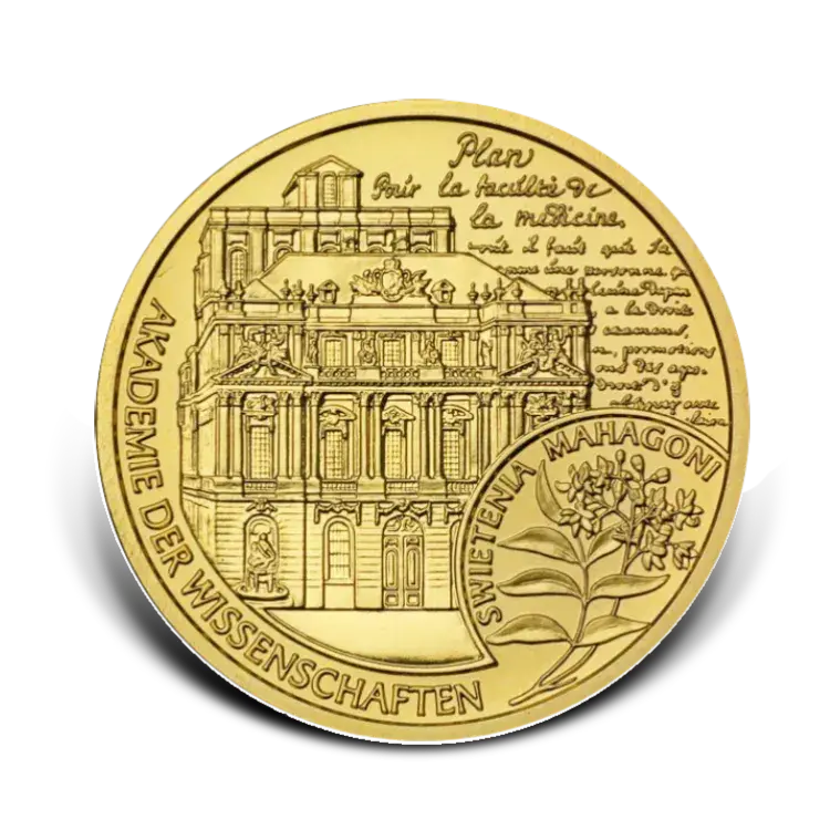Gold 50 euro coin Gerard van Swieten back