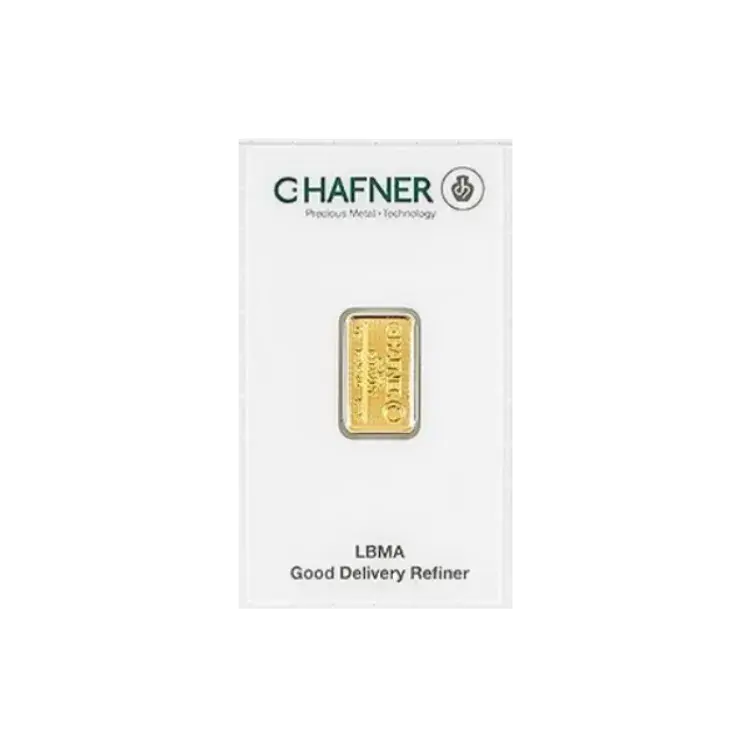 Gold bar 1 gram C. Hafner from Smartpack front