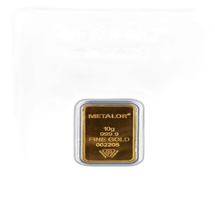 10 Gram goudbaar Metalor front