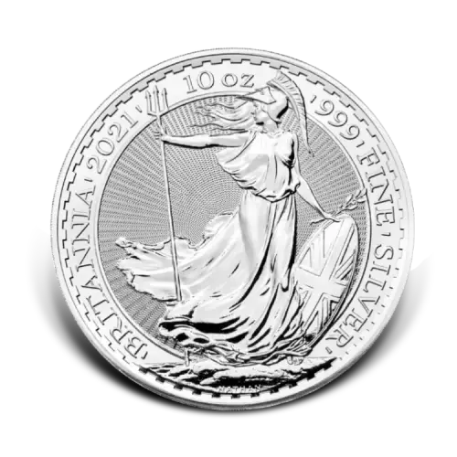 10 troy ounce zilveren Britannia munt voorkant